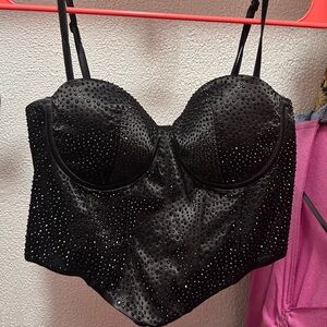 Windsor Elegant Studded Black Satin Piece NWT